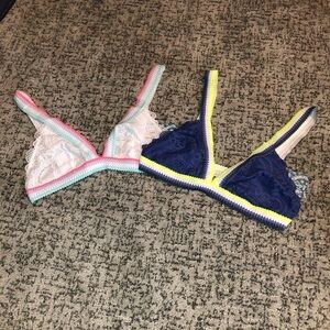 NWT BUNDLE Free People Mika Lace Colorblock Bralettes Size Large